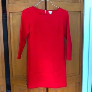 J.Crew XS Red Dress with Quarter Length Sleeves